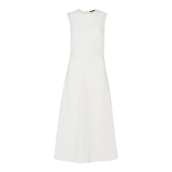 Whistles Women's Dress Lori Textured Midi Size 8 Ivory NWT Turkish Cotton - Picture 4 of 11